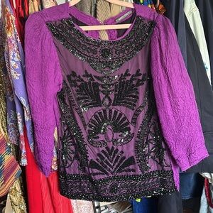 XS 32” bust 90s Alberta Ferretti Silk W/Jet Beadwork,Restored Personal Va